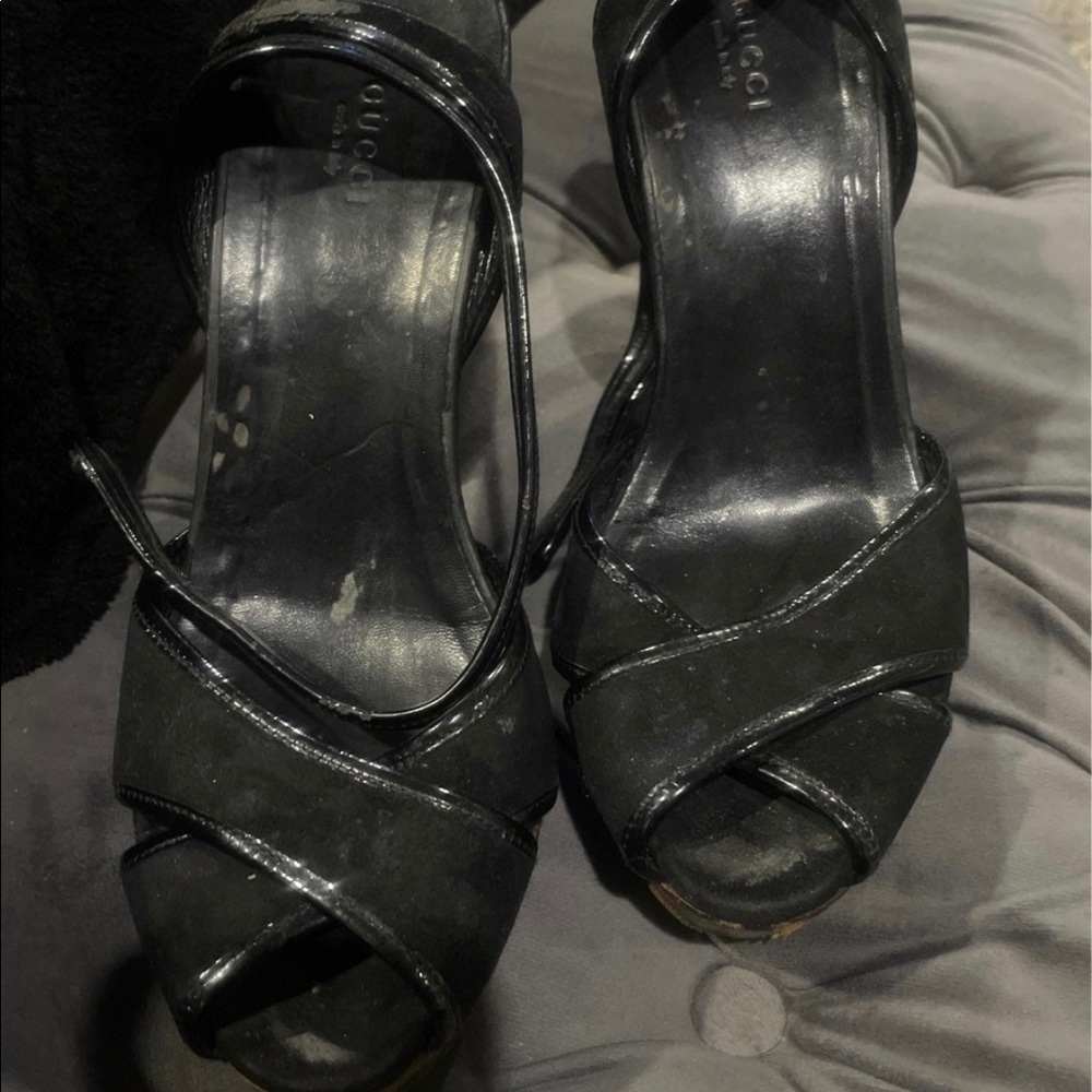Preowned Gucci Suede Platform Sandals Sz 8